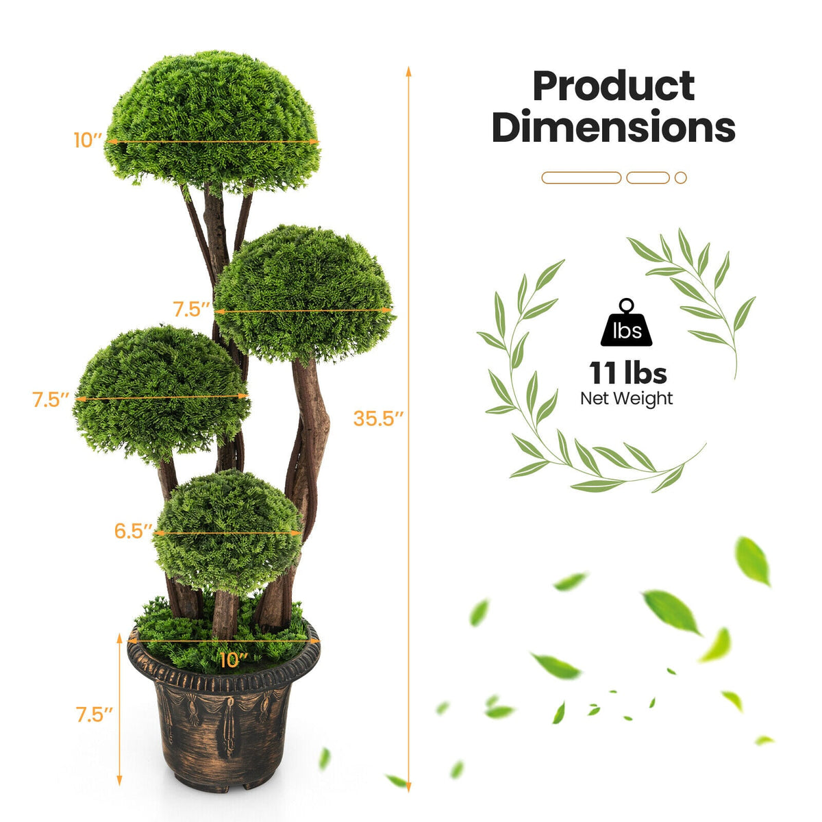 3 Feet Decorative Artificial Cedar Topiary Tree with Rattan Trunk-Artificial Plants-DECOROLALA