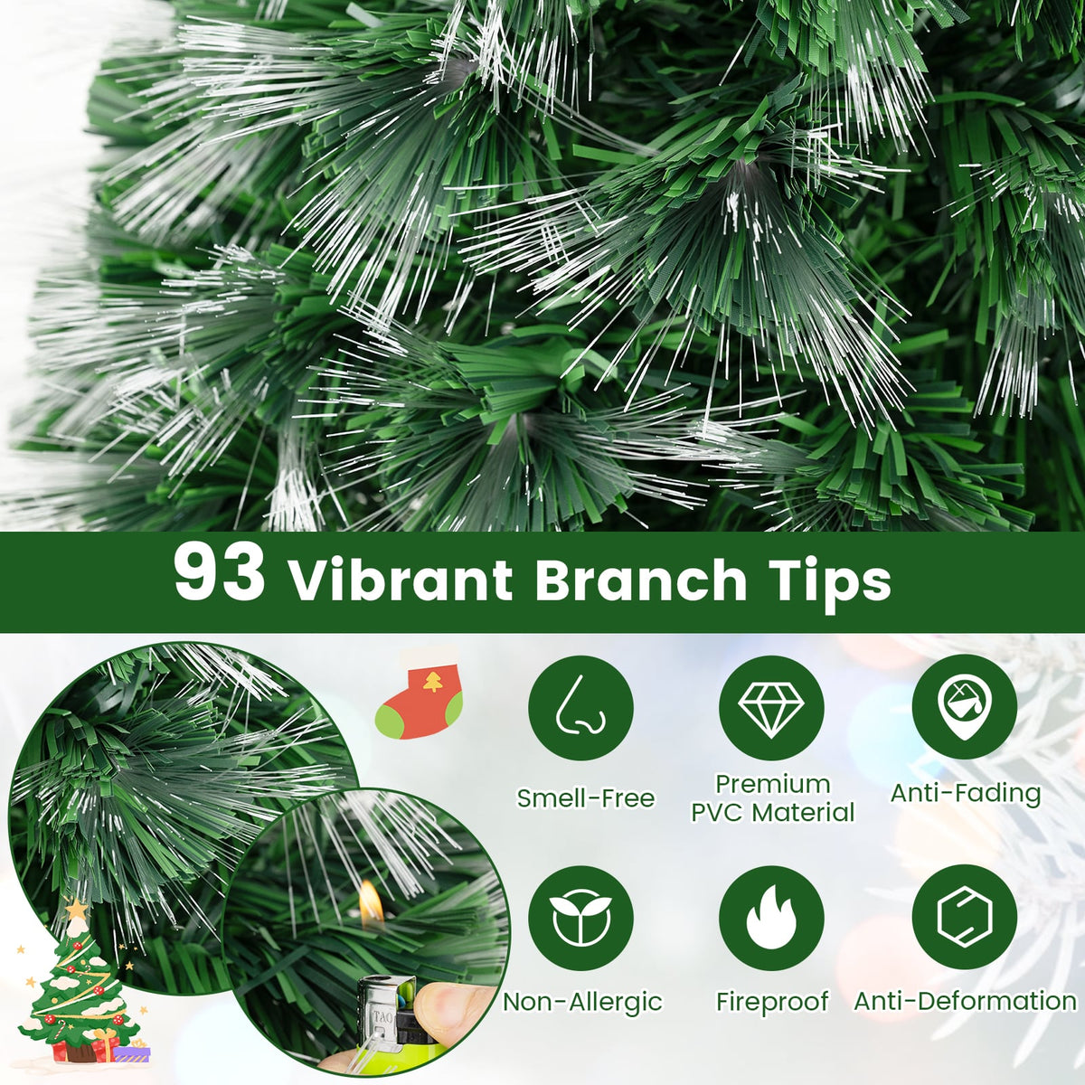 3 Feet Fiber Optic Christmas Tree with Branch Tips and Topper Star-Christmas Trees-DECOROLALA