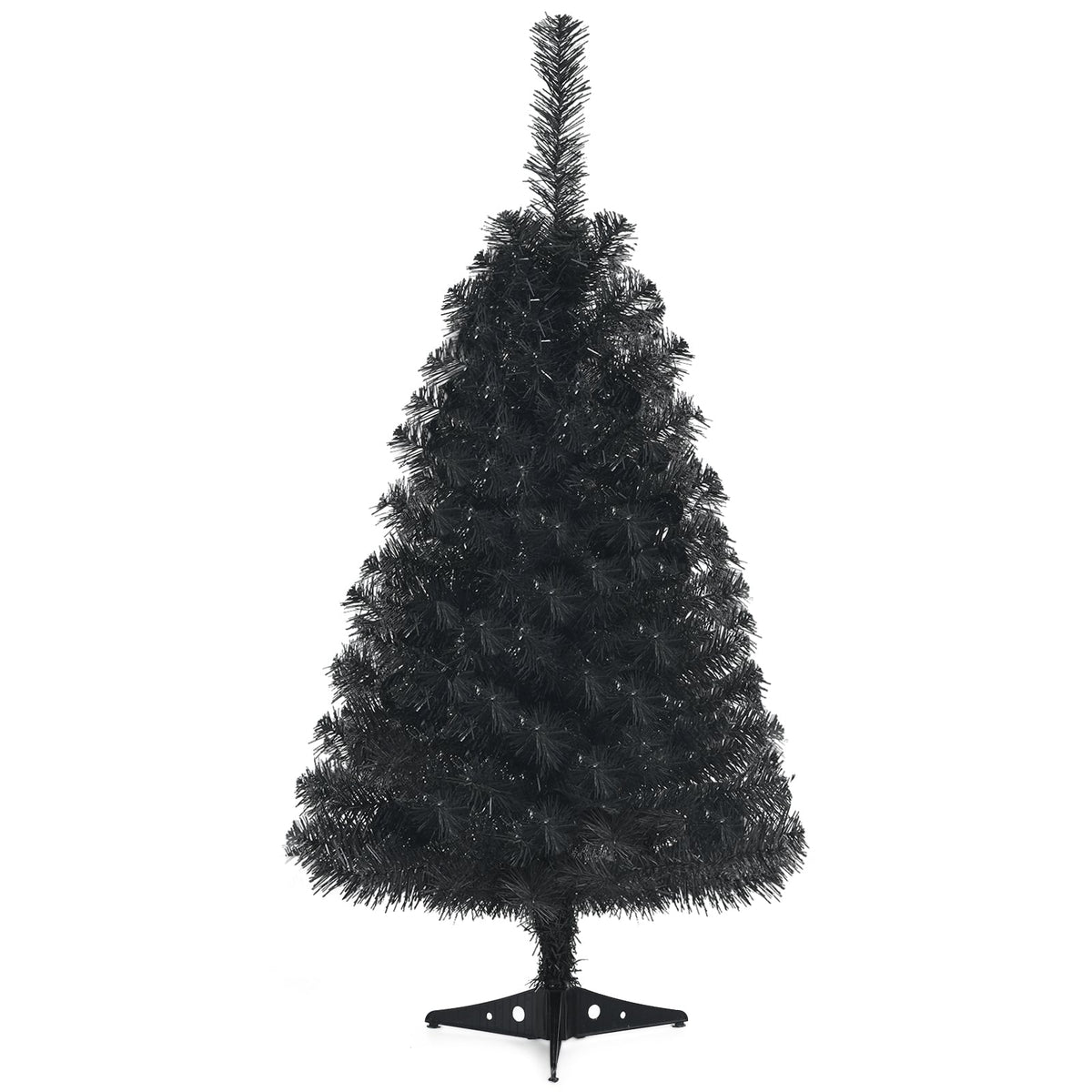 3 Feet Unlit Artificial Christmas Halloween Mini Tree with Plastic Stand-Black-Christmas Trees-DECOROLALA