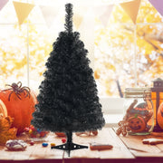 3 Feet Unlit Artificial Christmas Halloween Mini Tree with Plastic Stand-Black-Christmas Trees-DECOROLALA