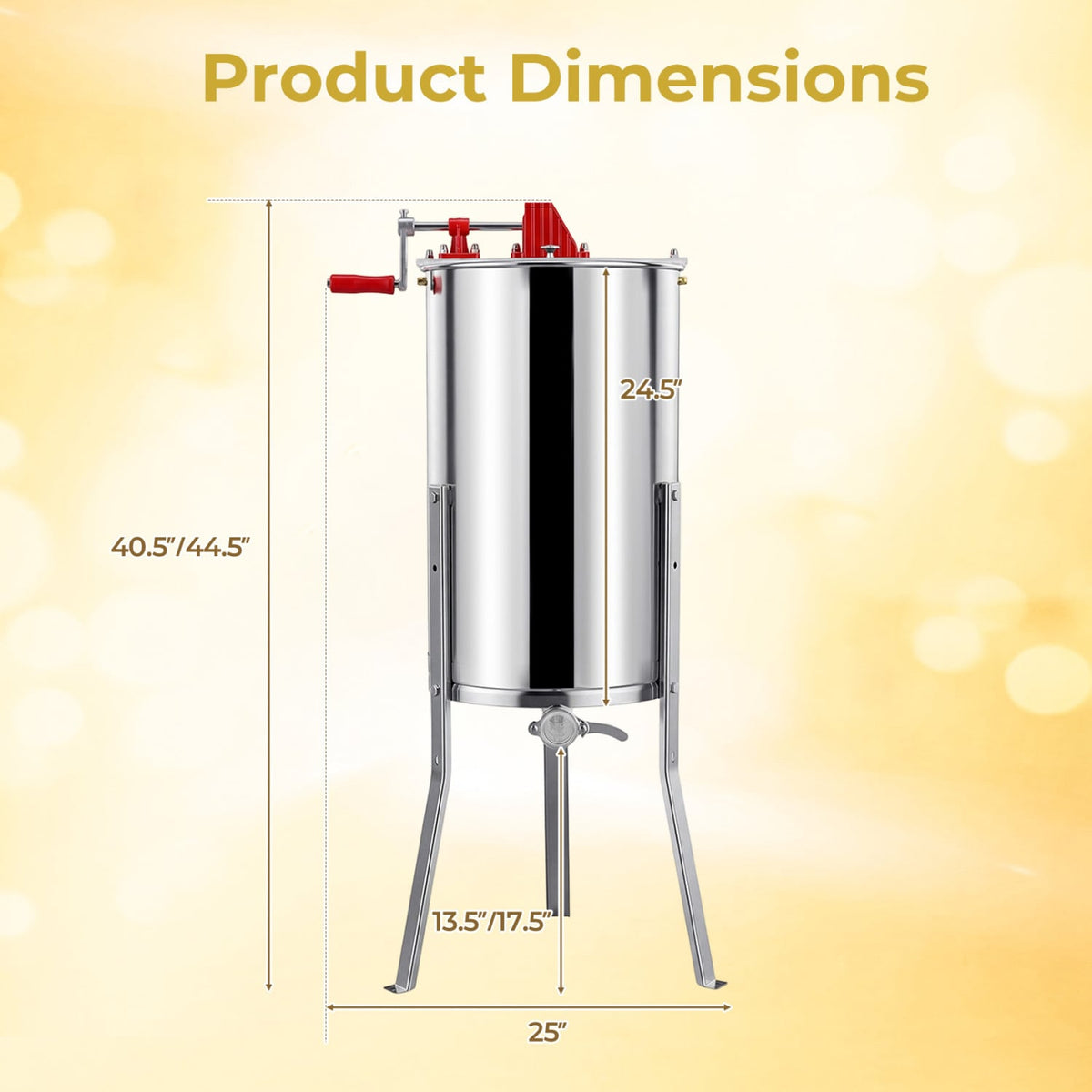 3 Frame Manual Honey Extractor with Bottom Gravity Flow Gate and Clear Lid for Home Apiary-Small Appliances-DECOROLALA