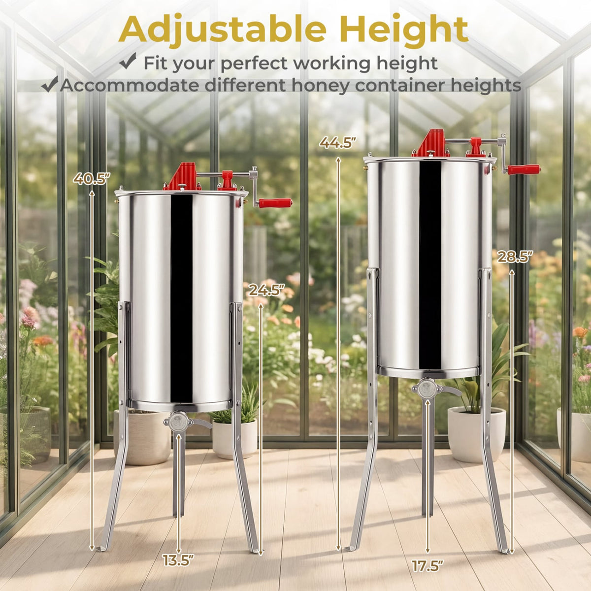 3 Frame Manual Honey Extractor with Bottom Gravity Flow Gate and Clear Lid for Home Apiary-Small Appliances-DECOROLALA