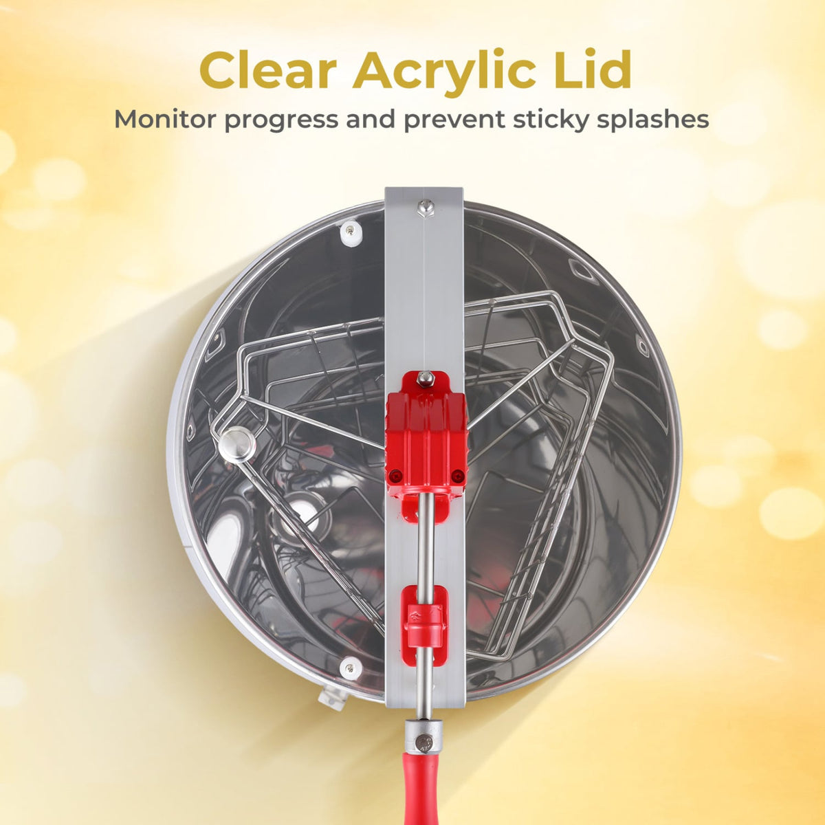 3 Frame Manual Honey Extractor with Bottom Gravity Flow Gate and Clear Lid for Home Apiary-Small Appliances-DECOROLALA