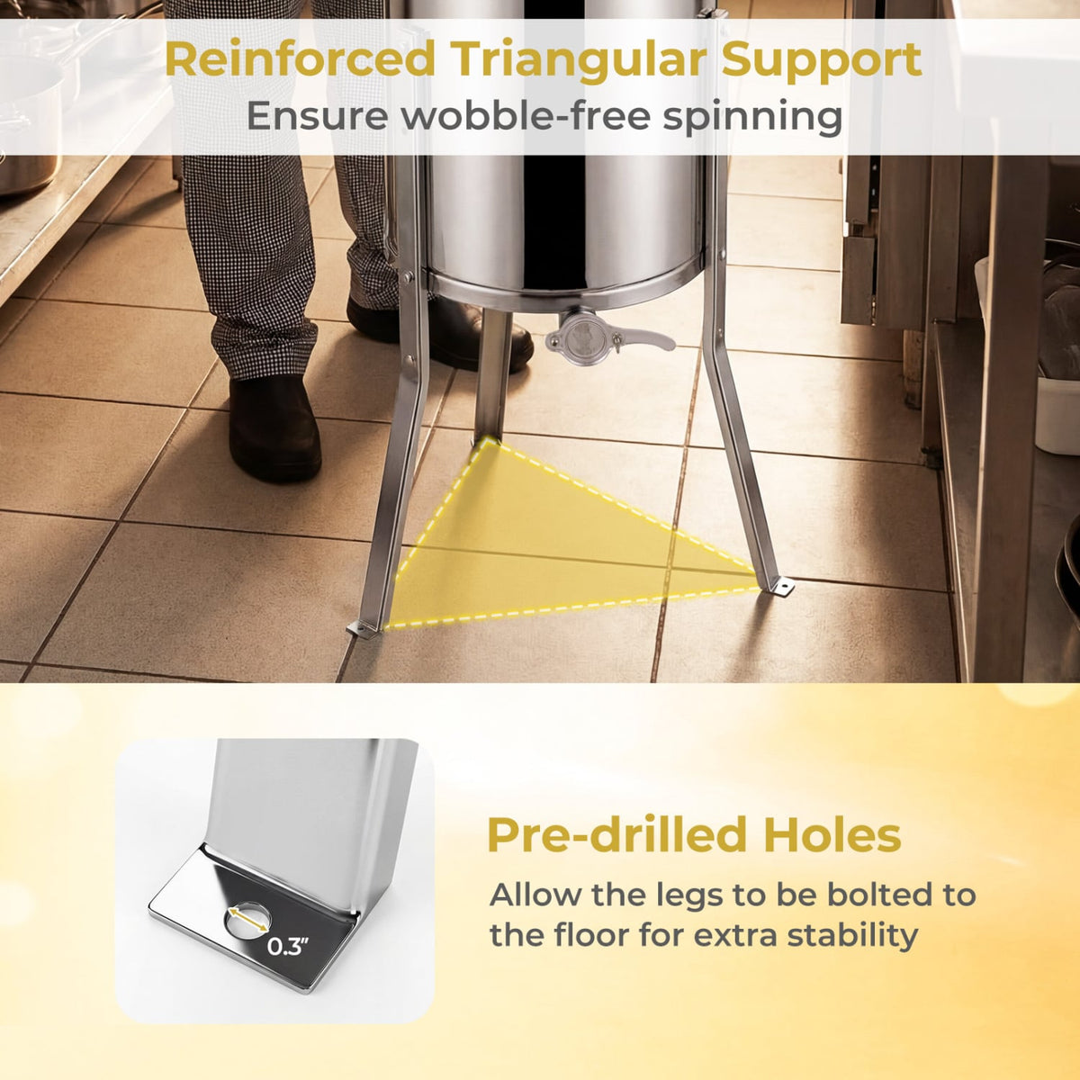 3 Frame Manual Honey Extractor with Bottom Gravity Flow Gate and Clear Lid for Home Apiary-Small Appliances-DECOROLALA
