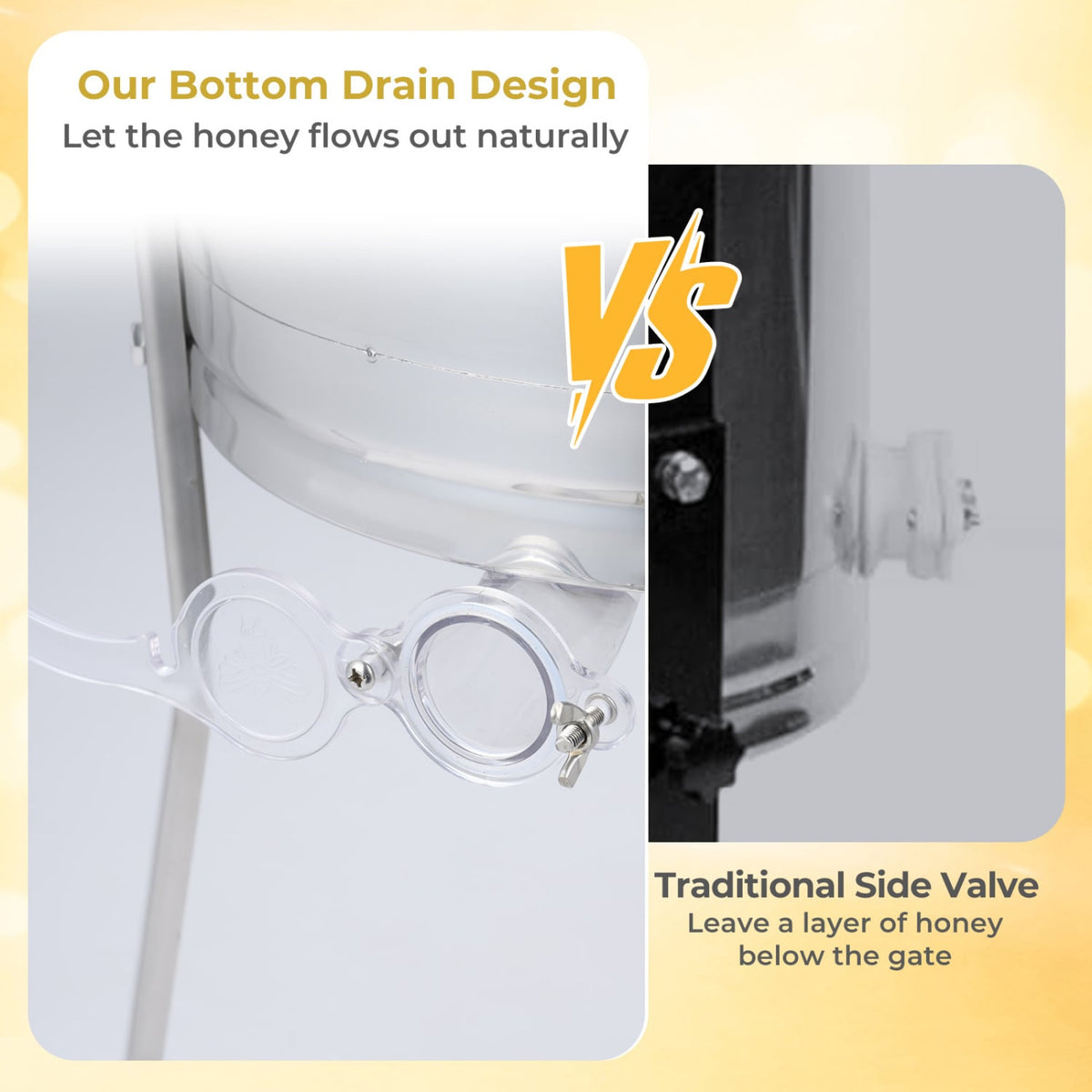3 Frame Manual Honey Extractor with Bottom Gravity Flow Gate and Clear Lid for Home Apiary-Small Appliances-DECOROLALA