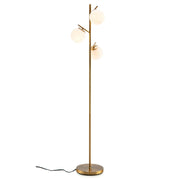 3-Globe Floor Lamp with Foot Switch and Bulb Bases-Golden-Table & Floor Lamps-DECOROLALA