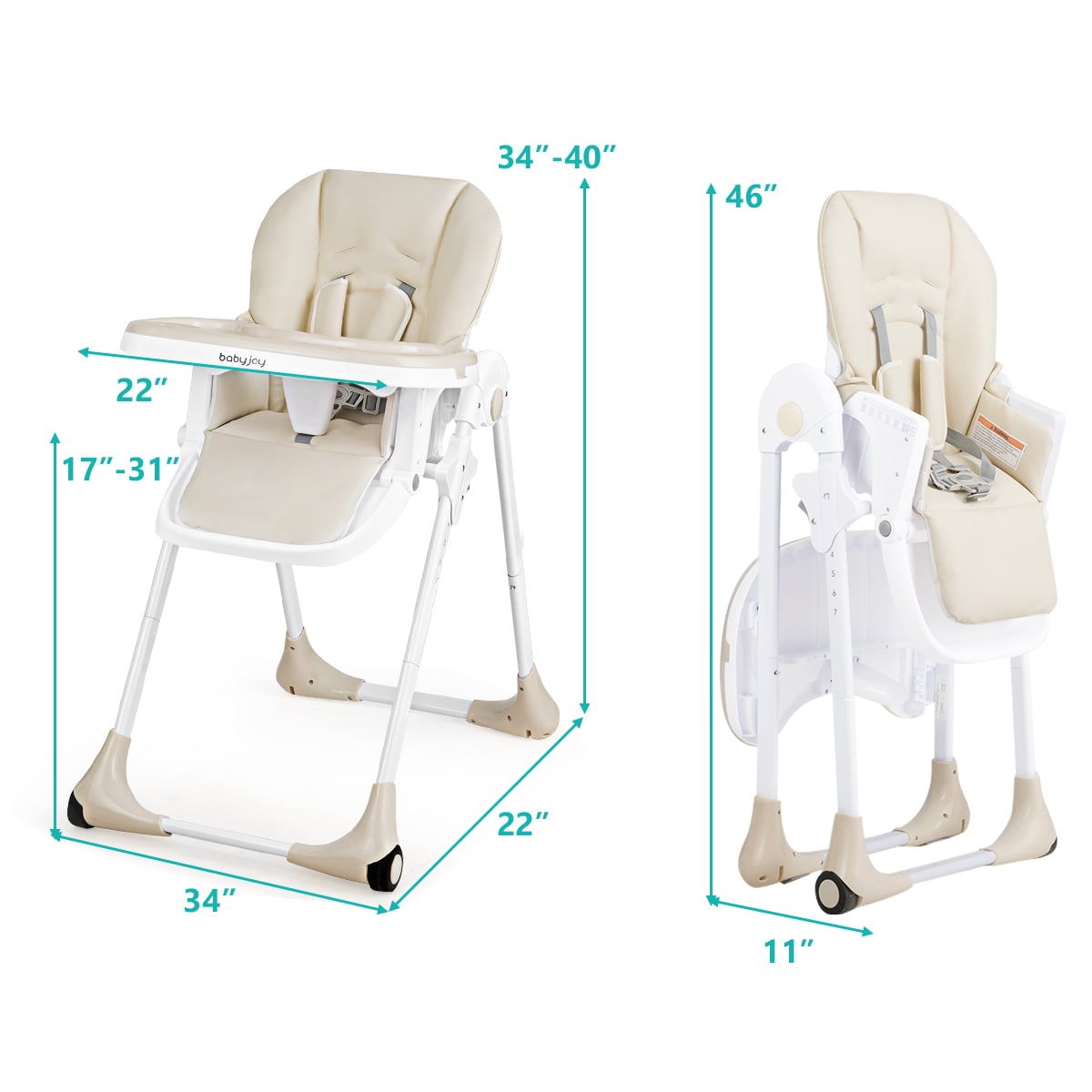 3-In-1 Convertible Baby High Chair for Toddlers-Beige-High Chairs-DECOROLALA