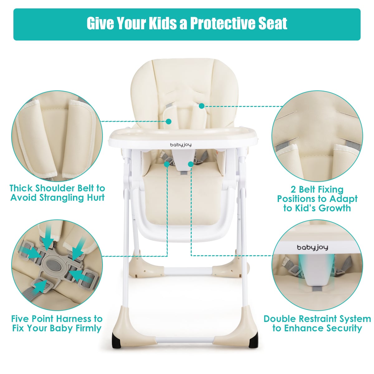 3-In-1 Convertible Baby High Chair for Toddlers-Beige-High Chairs-DECOROLALA