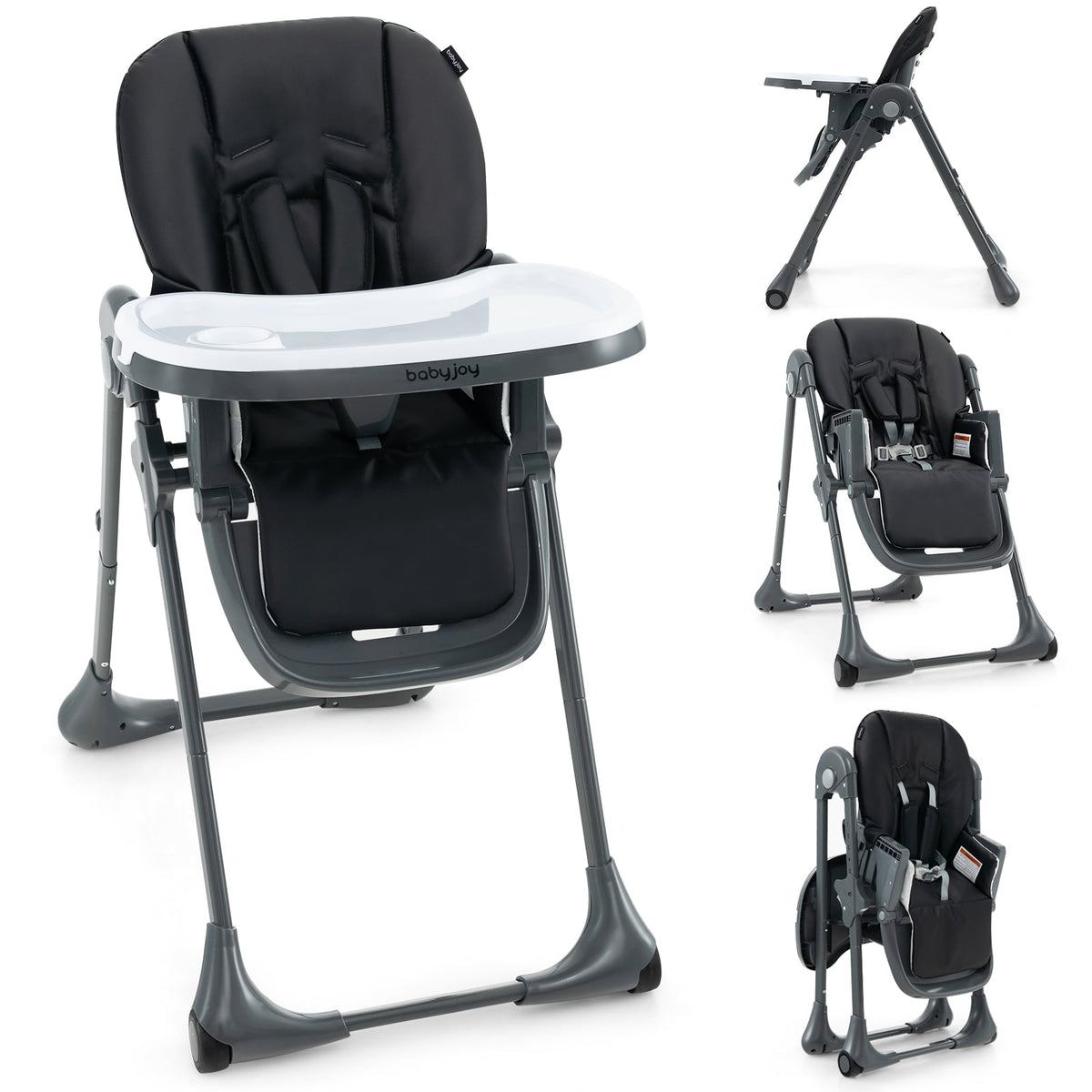 3-In-1 Convertible Baby High Chair for Toddlers-Black-High Chairs-DECOROLALA