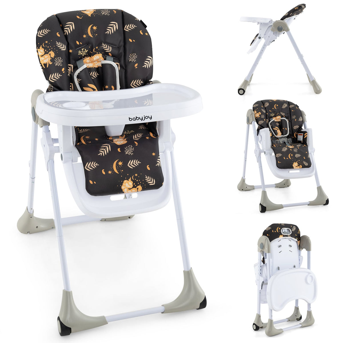 3-In-1 Convertible Baby High Chair for Toddlers-Dark Brown-High Chairs-DECOROLALA