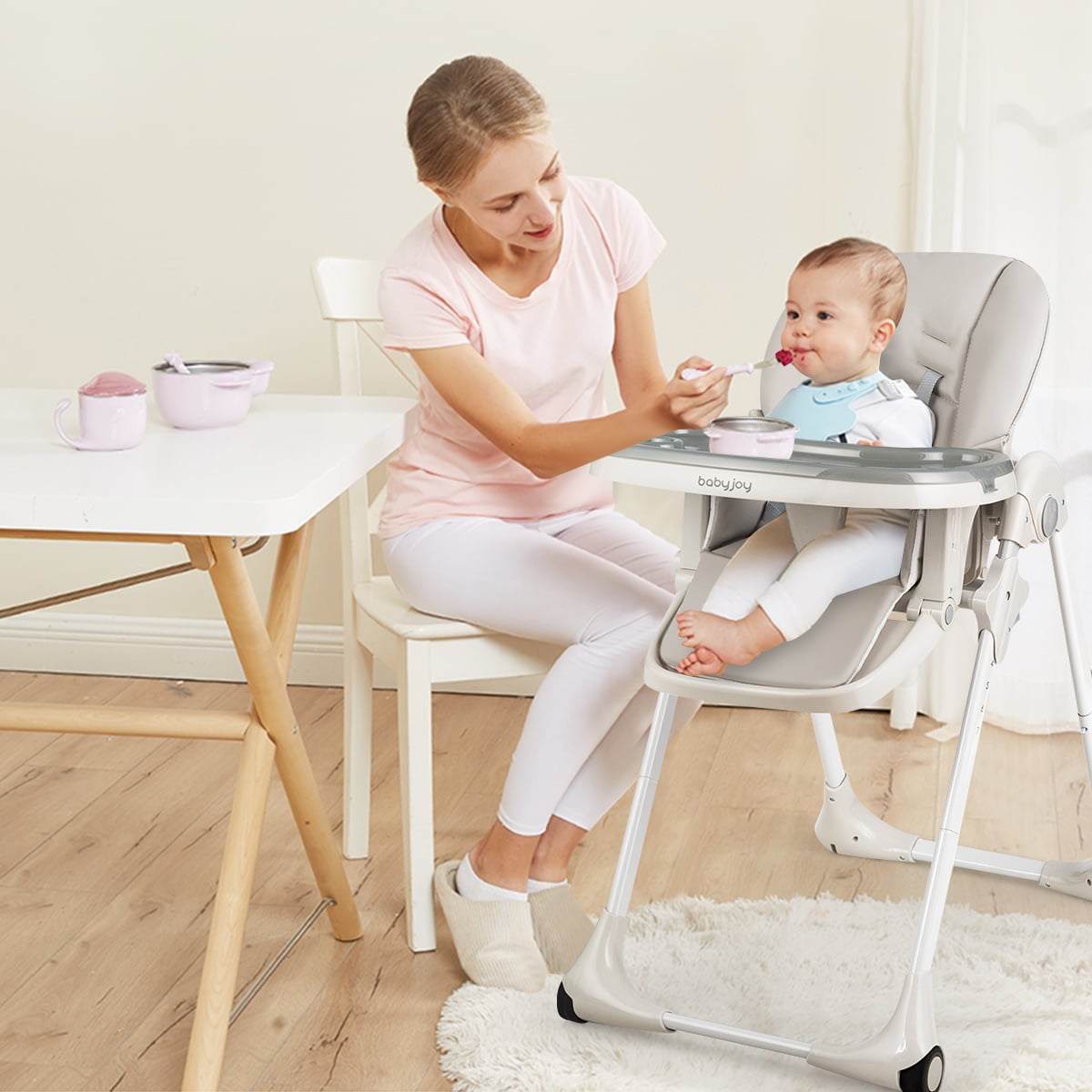 3-In-1 Convertible Baby High Chair for Toddlers-Gray-High Chairs-DECOROLALA