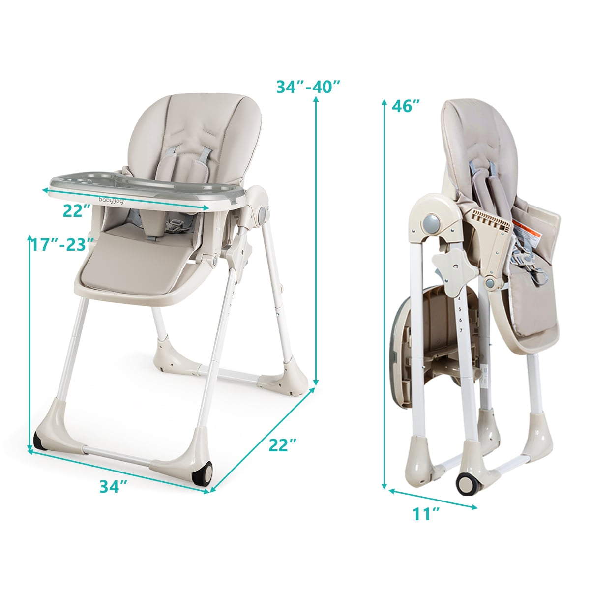 3-In-1 Convertible Baby High Chair for Toddlers-Gray-High Chairs-DECOROLALA