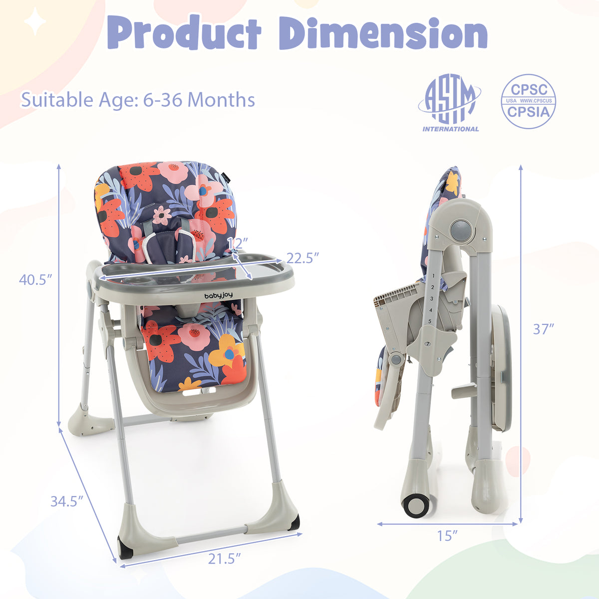 3-In-1 Convertible Baby High Chair for Toddlers-Purple-High Chairs-DECOROLALA