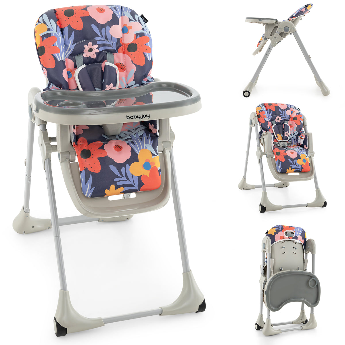 3-In-1 Convertible Baby High Chair for Toddlers-Purple-High Chairs-DECOROLALA
