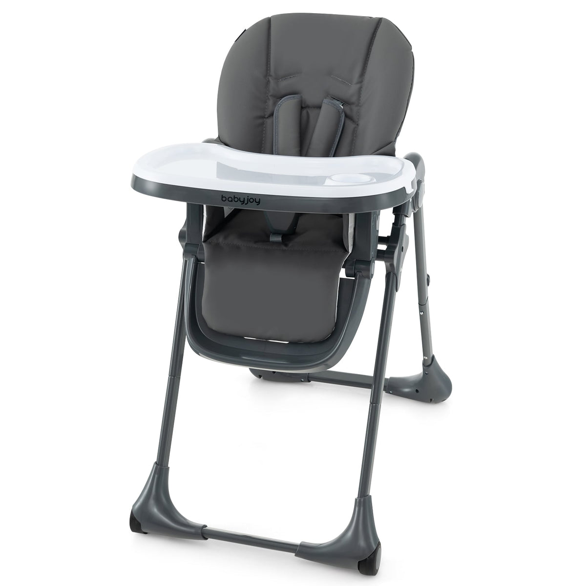 3-In-1 Convertible Baby High Chair with 7 Heights and Double Food Tray-Dark Gray-High Chairs-DECOROLALA