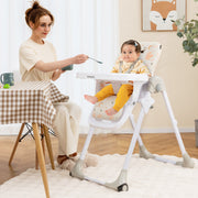 3-In-1 Convertible Baby High Chair with Adjustable Height for Toddlers-Beige-High Chairs-DECOROLALA