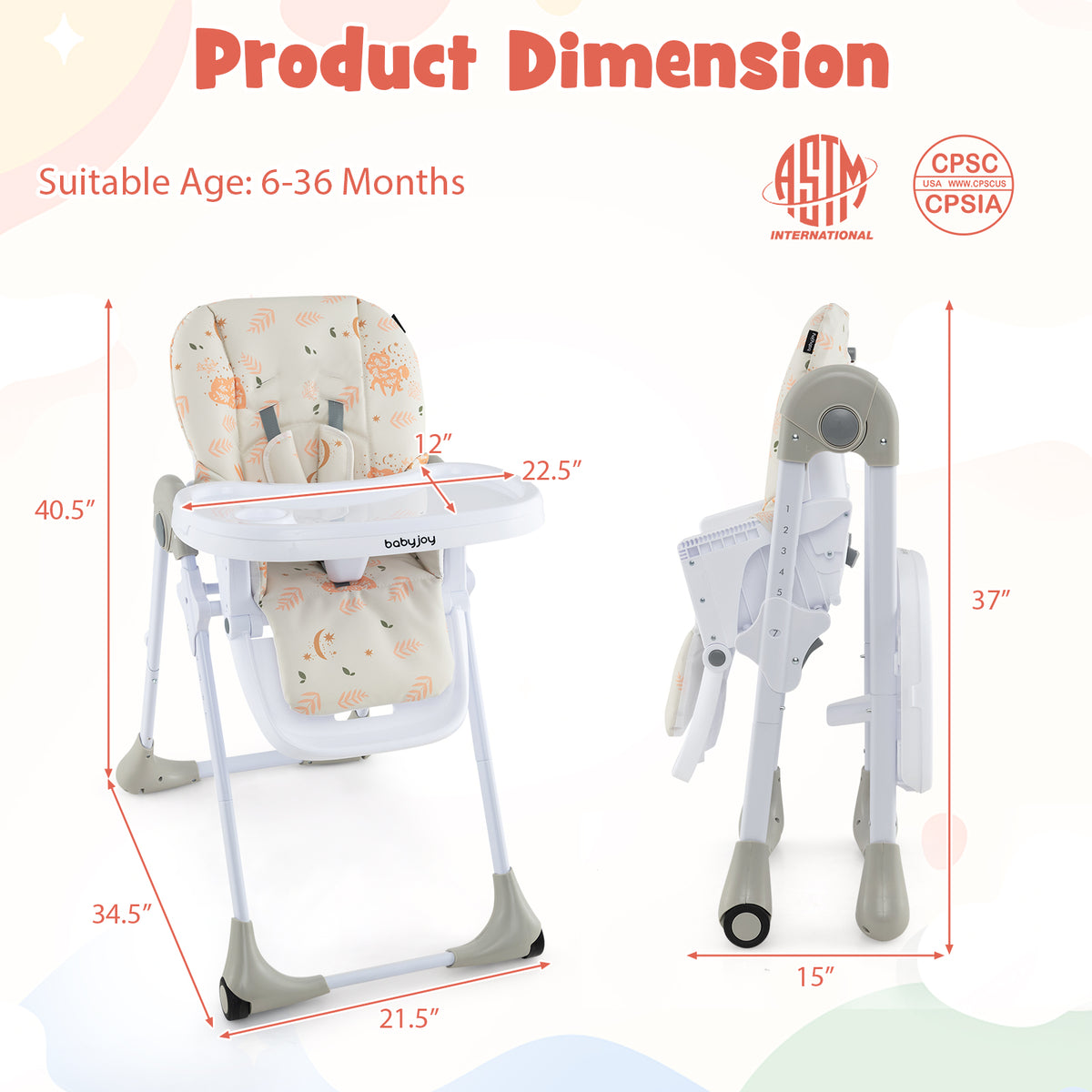 3-In-1 Convertible Baby High Chair with Adjustable Height for Toddlers-Beige-High Chairs-DECOROLALA