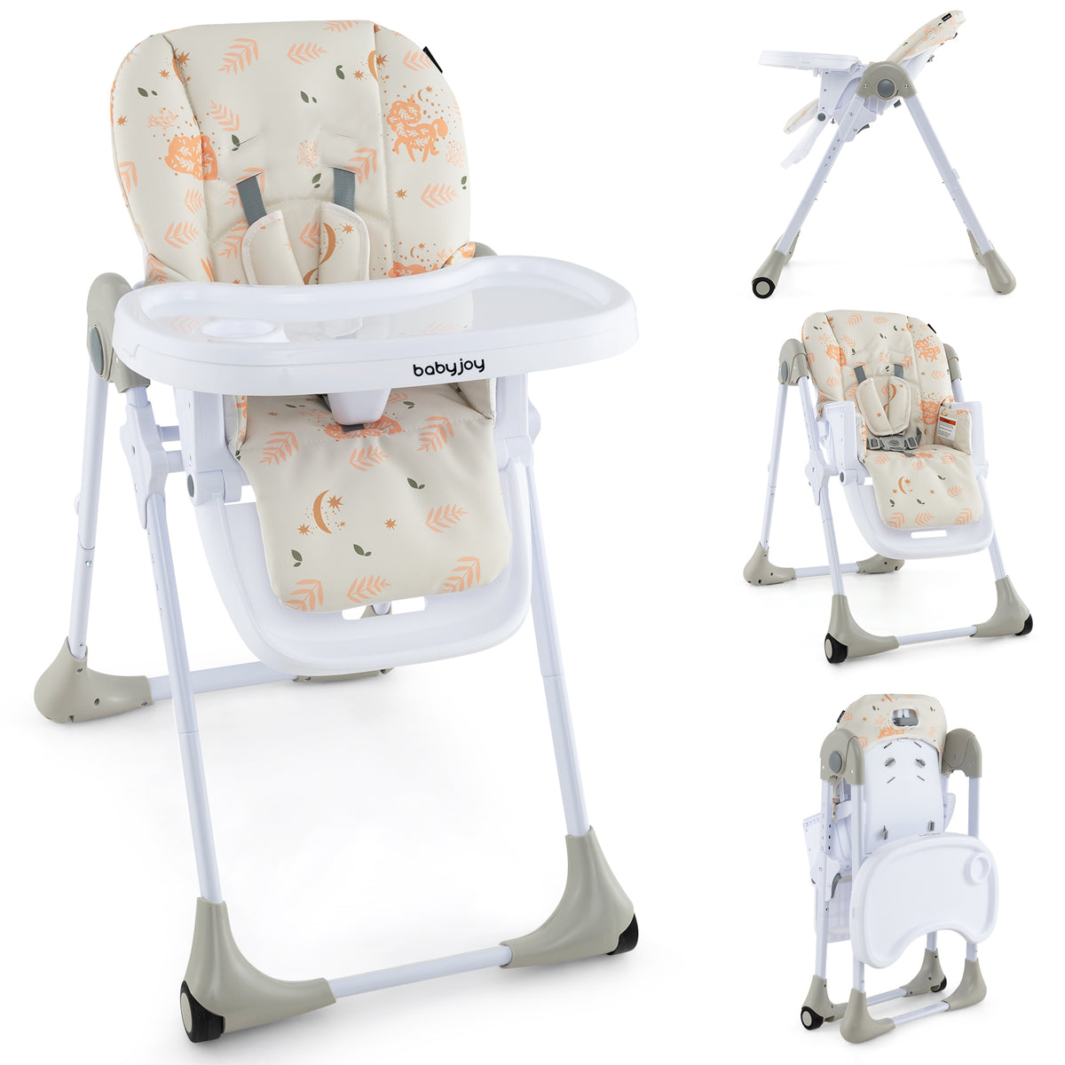 3-In-1 Convertible Baby High Chair with Adjustable Height for Toddlers-Beige-High Chairs-DECOROLALA