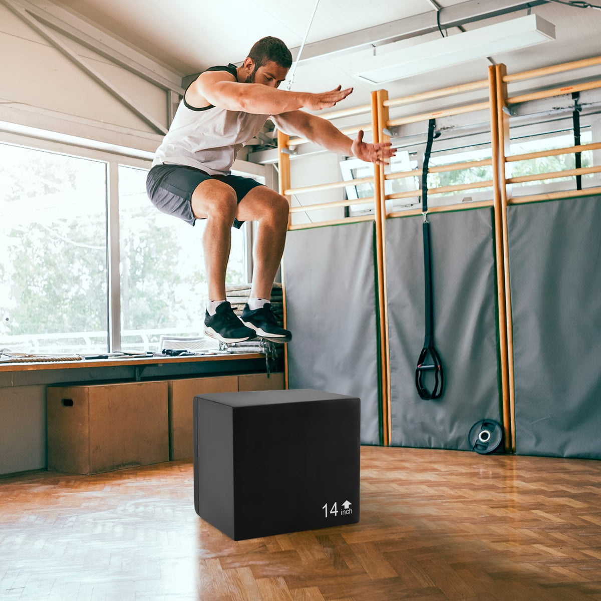 3 In 1 Foam Plyometric Box with 3 Heights and Easy-to-Clean PU Cover-16 Inches-Yoga & Gym Mats-DECOROLALA