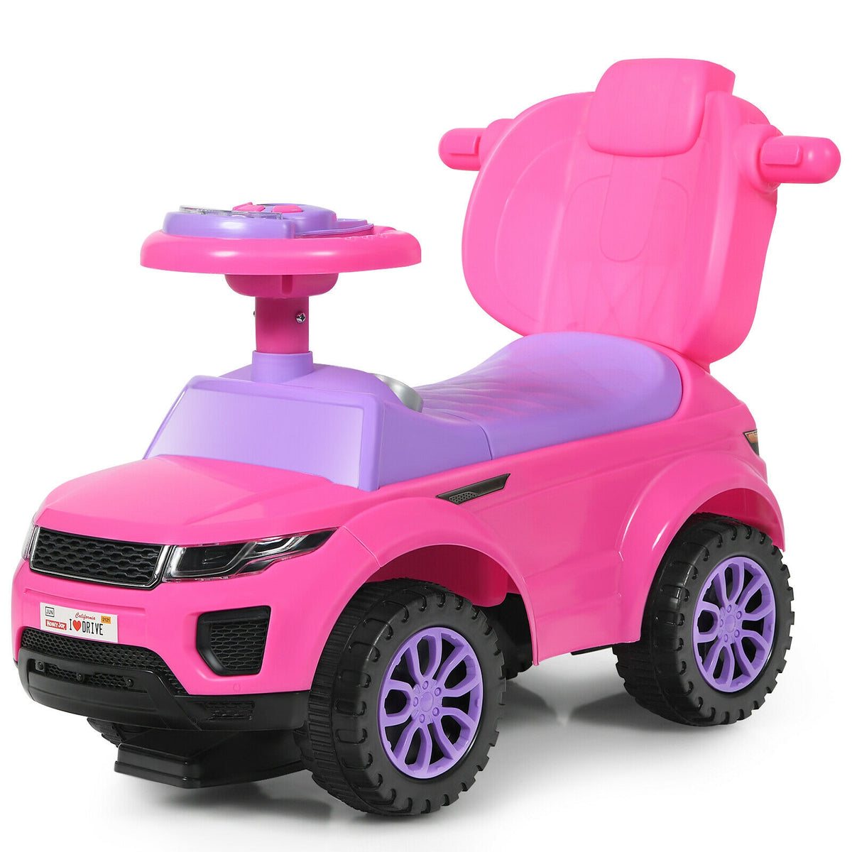 Voiture à pousser 3-en-1 pour tout-petit, poussette et voiture à glisser, avec musique