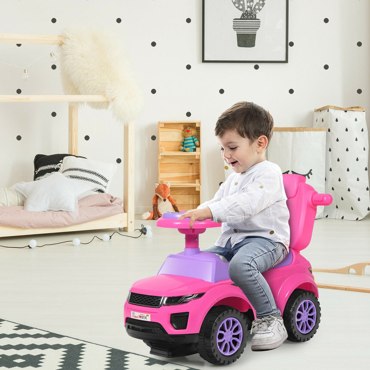 3 In 1 Ride on Push Car Toddler Stroller Sliding Car with Music