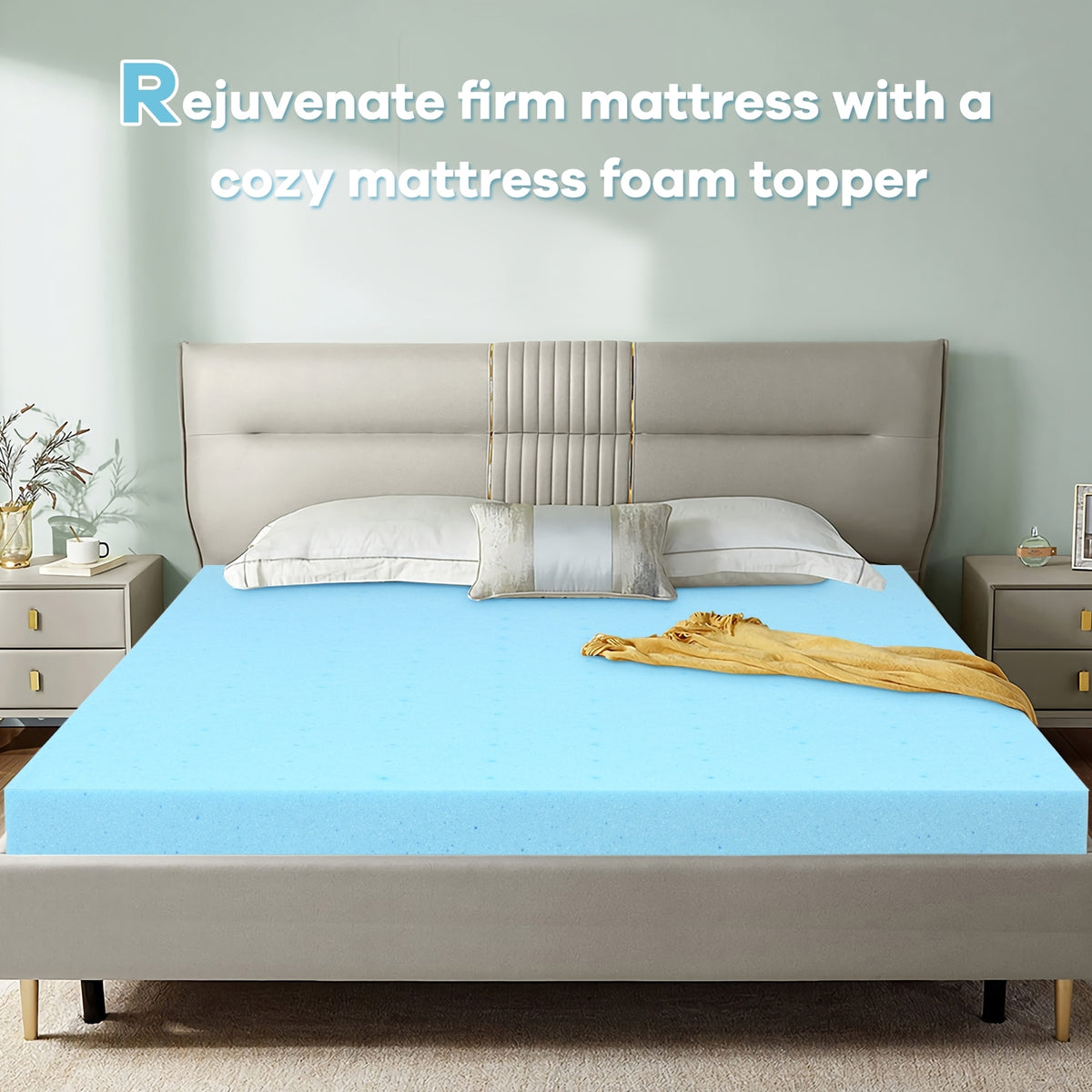 3 Inch Gel-Infused Cooling Bed Topper for All-Night Comfy-80 x 60 inch-Mattresses-DECOROLALA