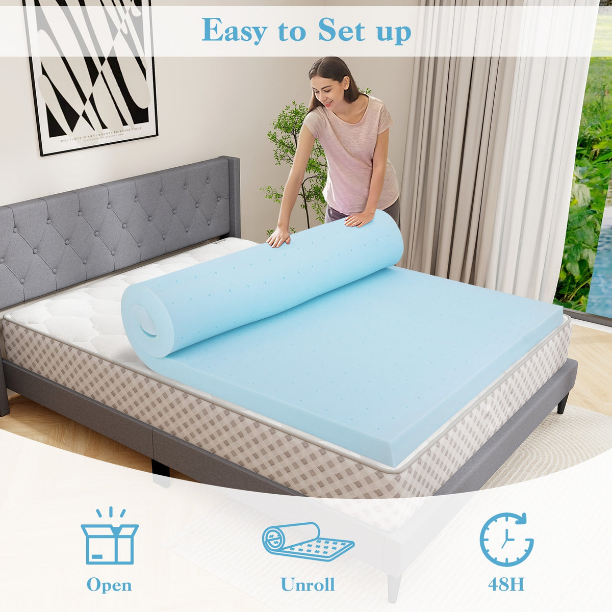 3 Inch Gel-Infused Memory Foam Mattress Topper with Removable Cover-King Size-Mattresses-DECOROLALA