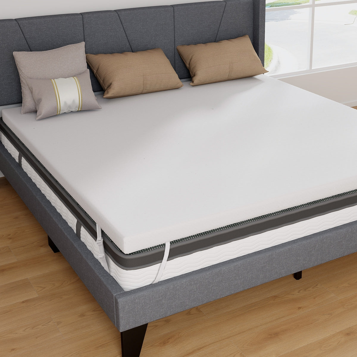 3 Inch Gel-Infused Memory Foam Mattress Topper with Removable Cover-King Size-Mattresses-DECOROLALA