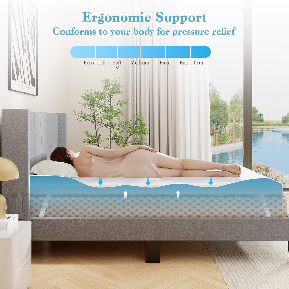 3 Inch Gel-Infused Memory Foam Mattress Topper with Removable Cover-Queen Size-Mattresses-DECOROLALA