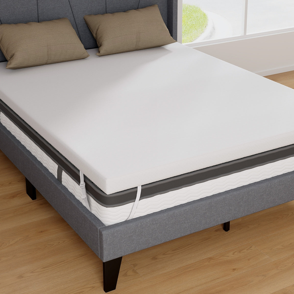 3 Inch Gel-Infused Memory Foam Mattress Topper with Removable Cover-Queen Size-Mattresses-DECOROLALA