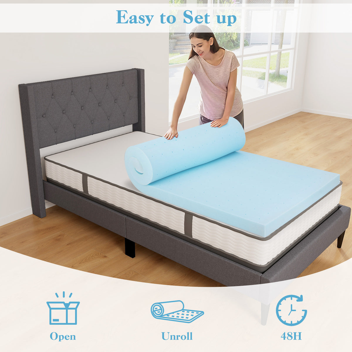 3 Inch Gel-Infused Memory Foam Mattress Topper with Removable Cover-Twin Size-Mattresses-DECOROLALA