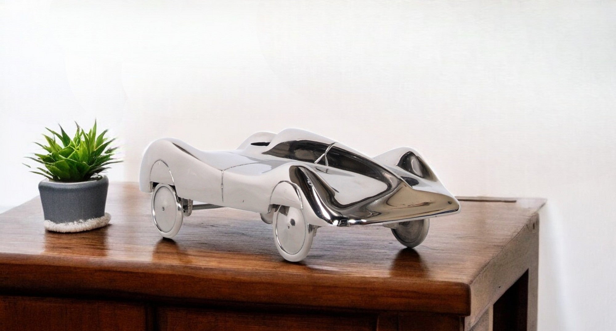3" Nickel Aluminum Hand Painted Model Car Tabletop Sculpture-Sculptures-DECOROLALA