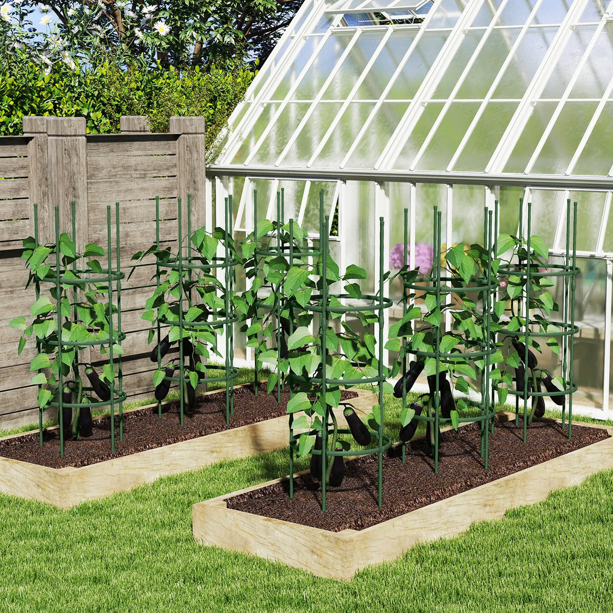 3 Pack 60 inch Adjustable Tall Plant Support Trellis for Climbing Plants-Plant Supports-DECOROLALA