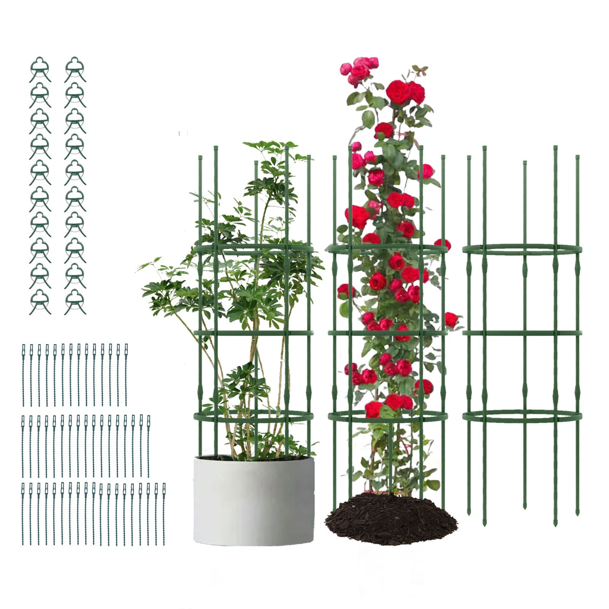 3 Pack 60 inch Adjustable Tall Plant Support Trellis for Climbing Plants-Plant Supports-DECOROLALA