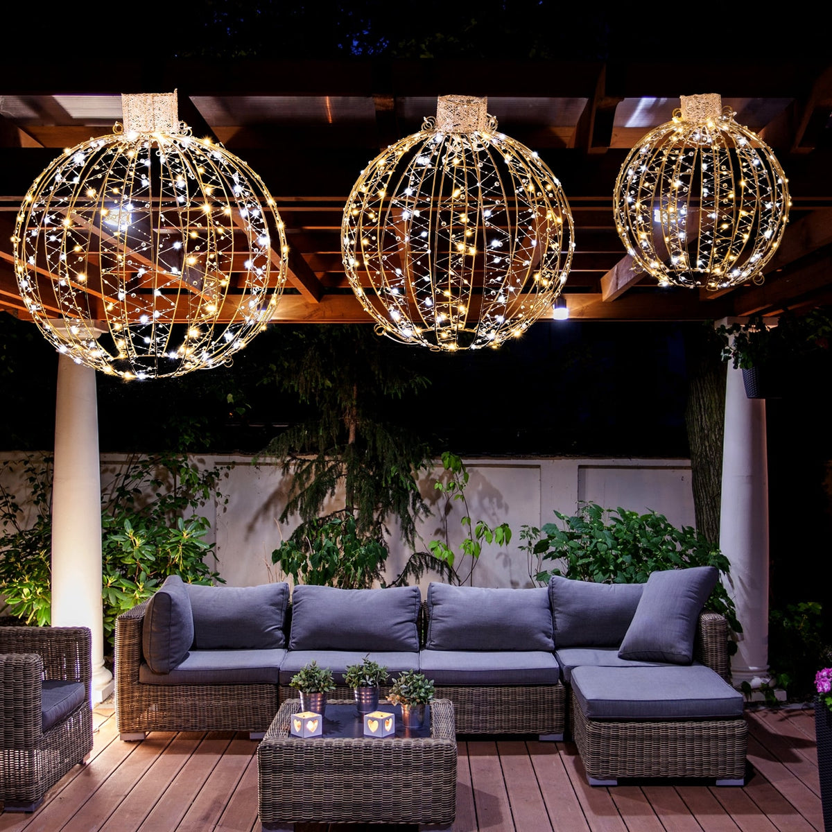 3 Pack Christmas LED Light Balls with Cable Ties and 6 Stakes-Golden-Christmas Decorations & Accessories-DECOROLALA