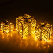 3 Pack Christmas Lighted Gift Box with 50 LED Lights and Detachable Bows-Christmas Decorations & Accessories-DECOROLALA