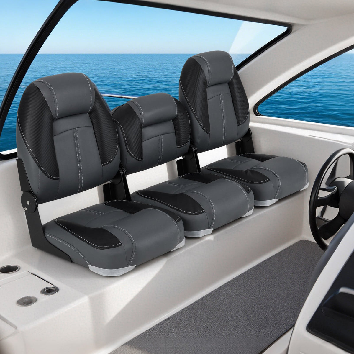 3-Pack Folding Boat Seats with 28D Soft Sponge Padding-Black-Surfing-DECOROLALA