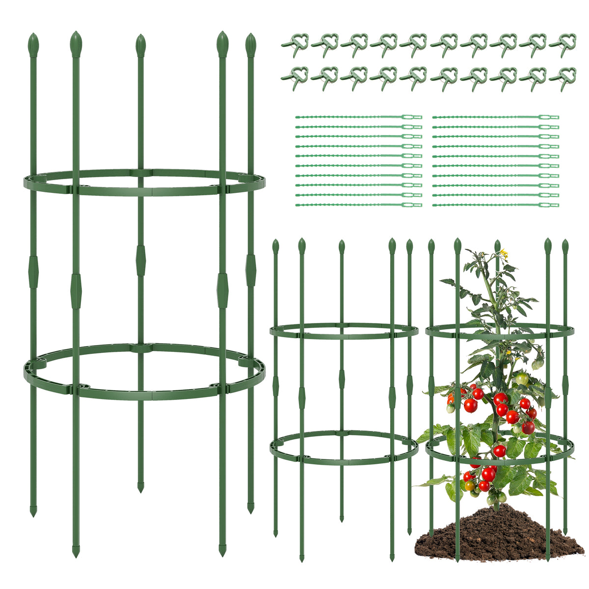 3-Pack Garden Trellis 60 Inch Tall Plant Support Stands with Clips and Ties-S-Plant Supports-DECOROLALA