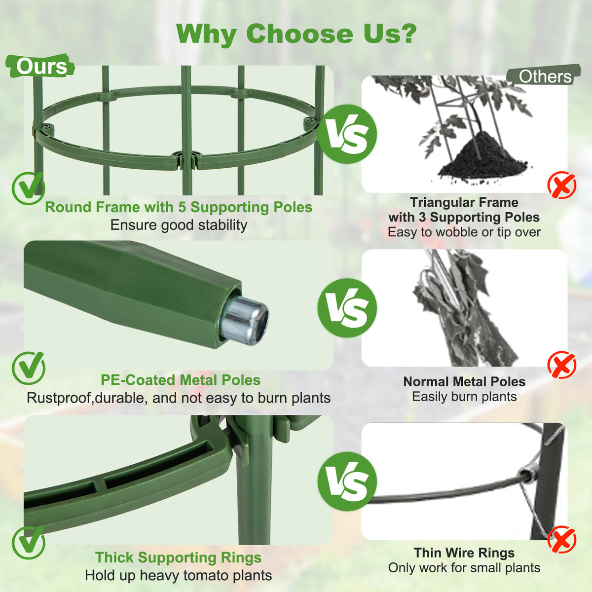 3-Pack Garden Trellis 60 Inch Tall Plant Support Stands with Clips and Ties-S-Plant Supports-DECOROLALA