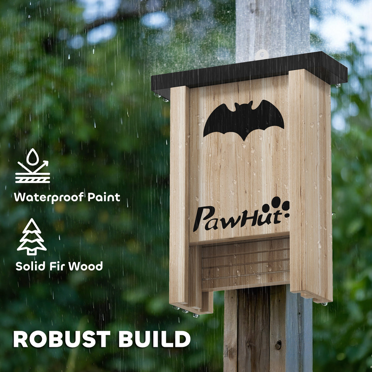 3-Pack Wooden Bat Houses - Fir Wood Outdoor Bat Boxes 22.5cm-Small Animals-DECOROLALA