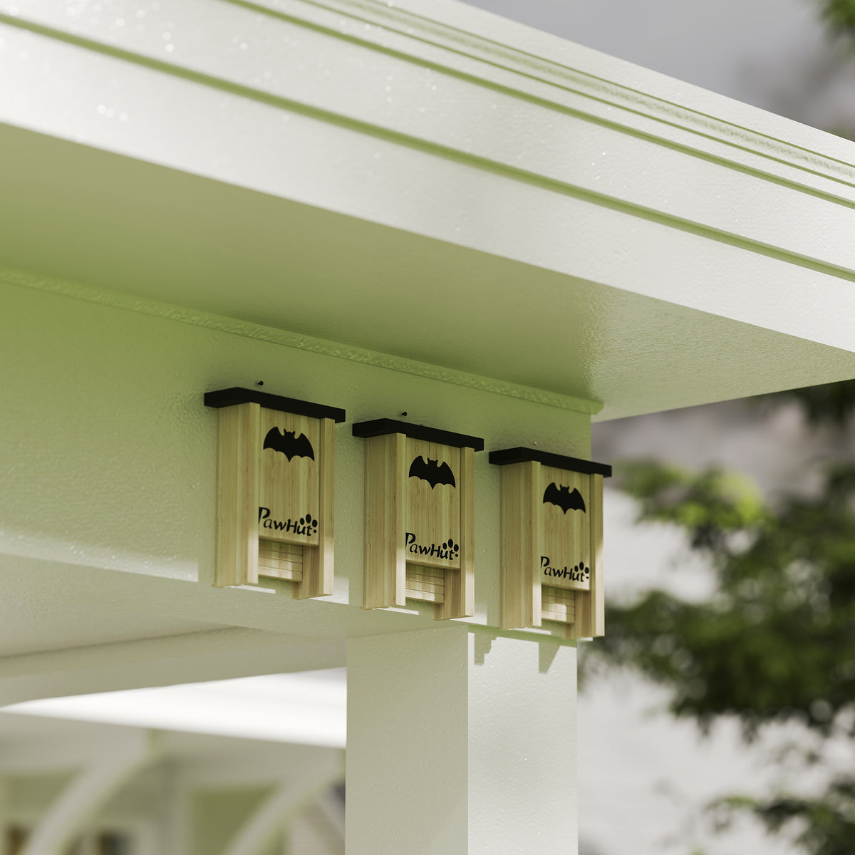 3-Pack Wooden Bat Houses - Fir Wood Outdoor Bat Boxes 22.5cm-Small Animals-DECOROLALA