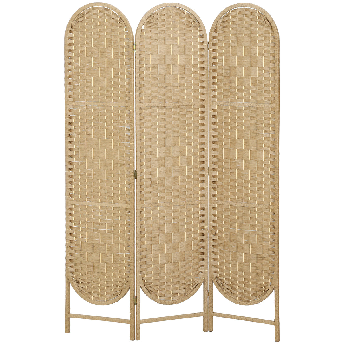 3-Panel Bohemian Room Divider - Natural Wood 67" H-Home Furnishings > Living Room Furniture > Room Dividers-DECOROLALA