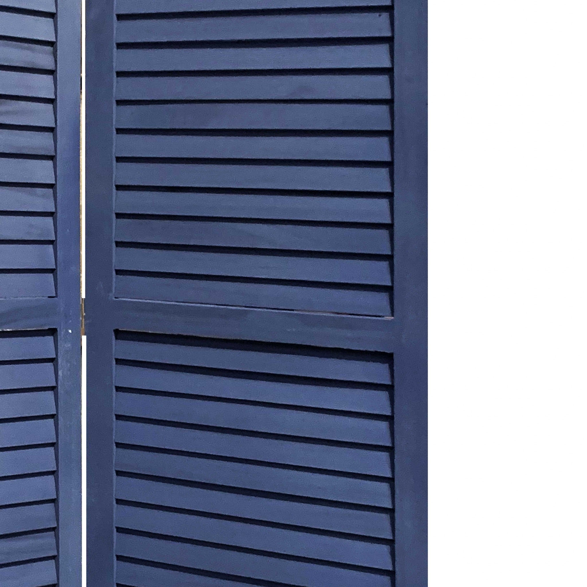 3 Panel Dark Blue Shutter Screen Room Divider-Room Dividers-DECOROLALA