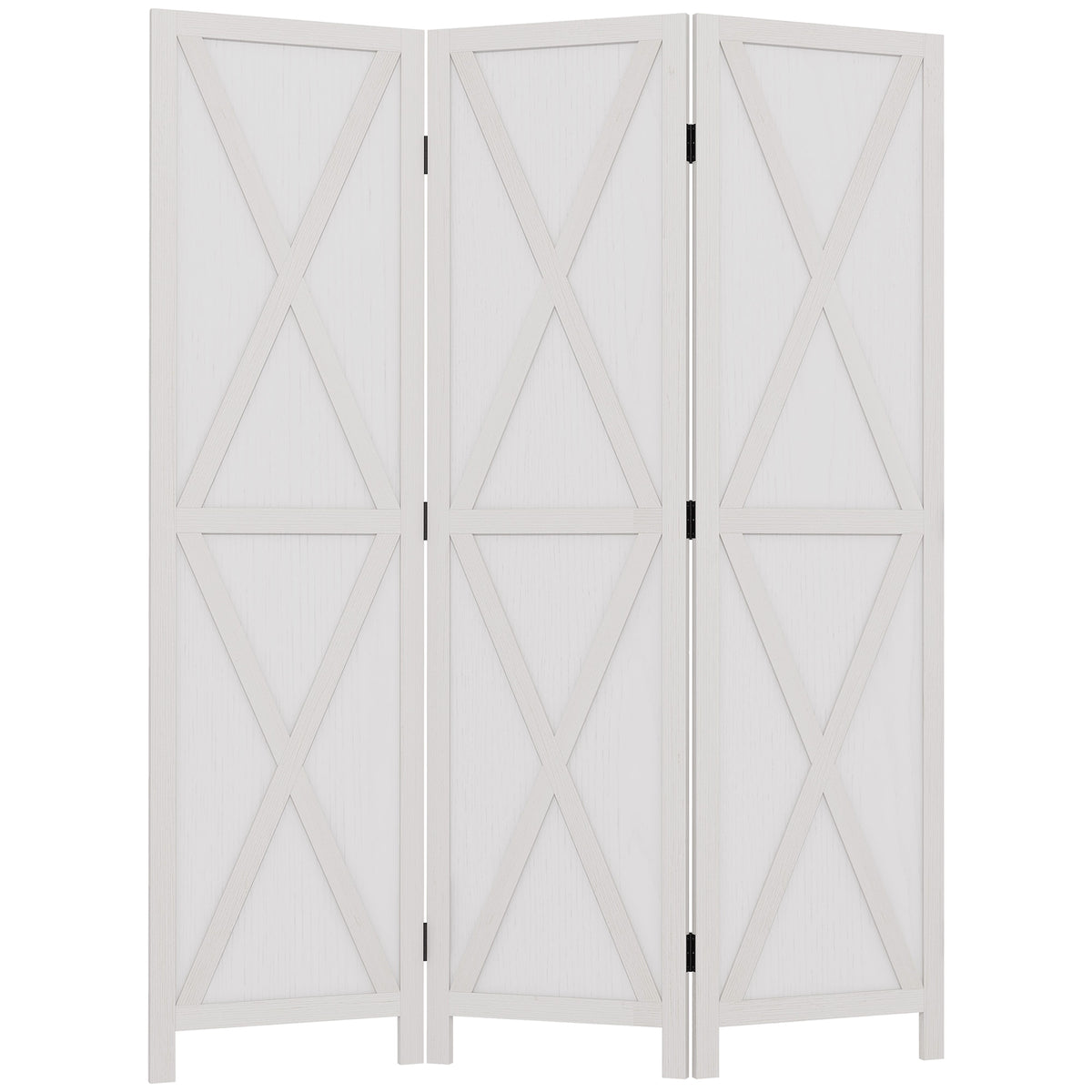 3-Panel Farmhouse Wood Room Divider - White 5.6FT-Home Furnishings > Living Room Furniture > Room Dividers-DECOROLALA