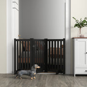 3-Panel Foldable Dog Gate with Door and Feet - Black MDF 31.5"H-Dogs-DECOROLALA