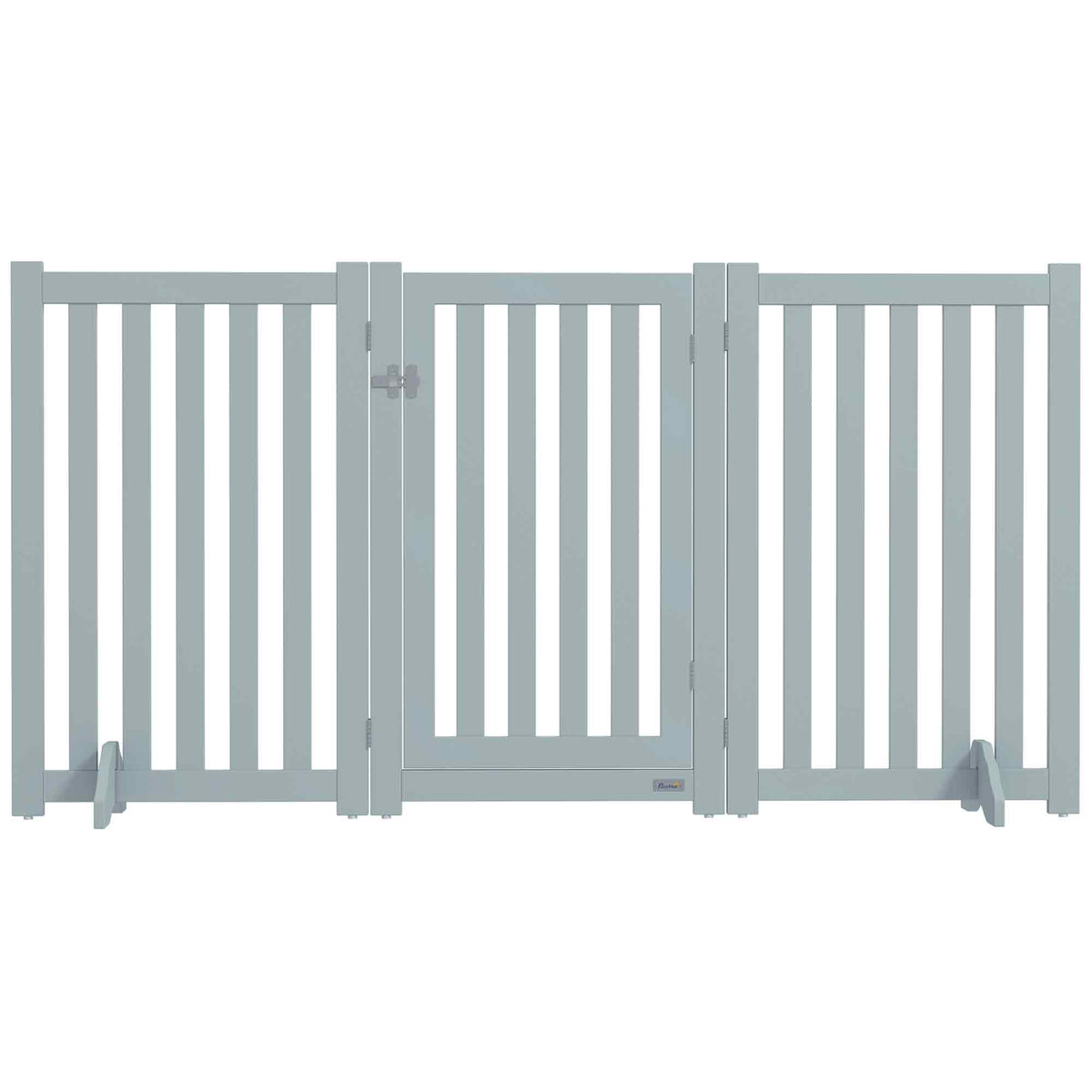 3-Panel Foldable Dog Gate with Door and Support Feet - Grey 31"H-Dogs-DECOROLALA