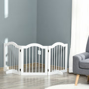 3-Panel Foldable Freestanding Pet Gate with Support Feet - White-Dogs-DECOROLALA