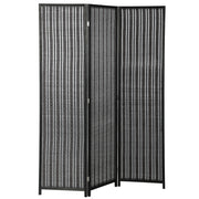 3-Panel Folding Room Divider - Bamboo and Pine Wood Black-Home Furnishings > Living Room Furniture > Room Dividers-DECOROLALA