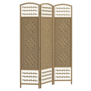 3-Panel Folding Room Divider - Natural Fiber Privacy Screen-Home Furnishings > Living Room Furniture > Room Dividers-DECOROLALA