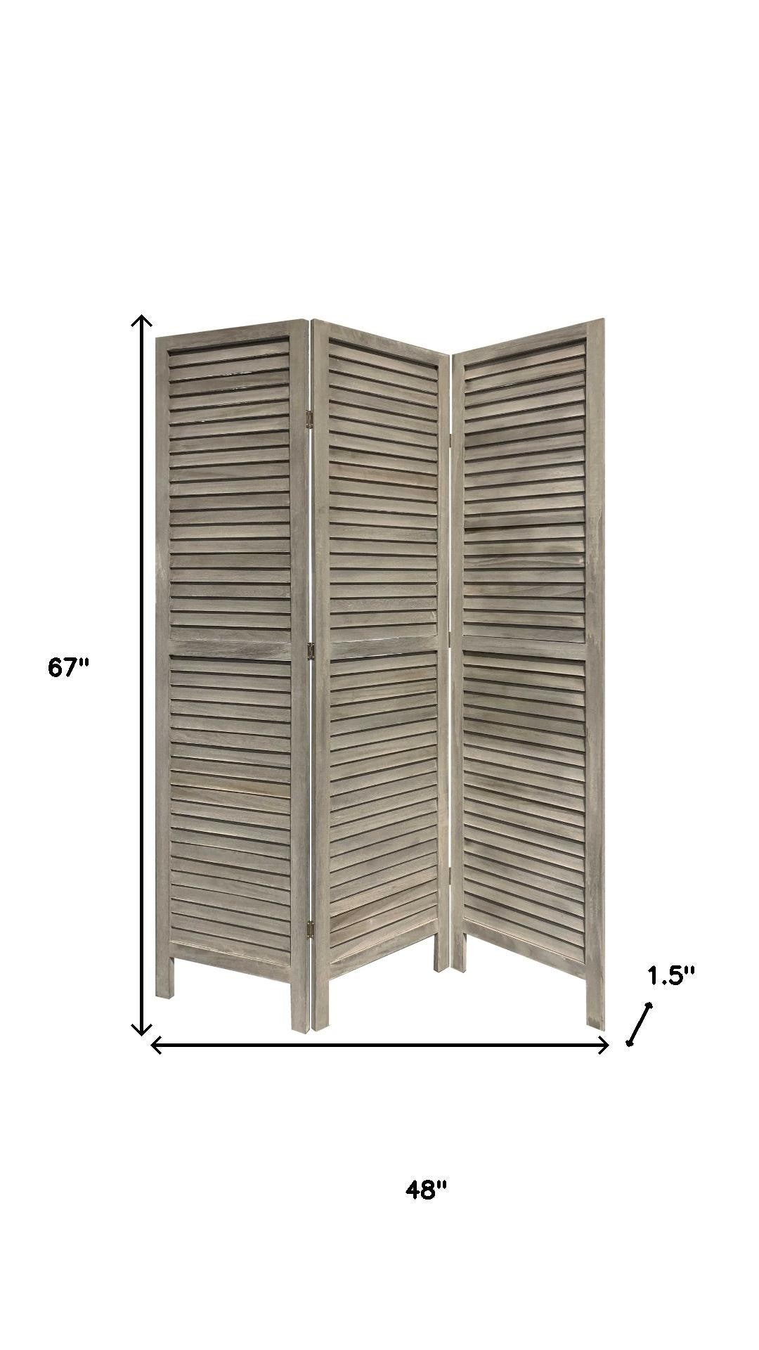 3 Panel Grey Shutter Screen Room Divider-Room Dividers-DECOROLALA